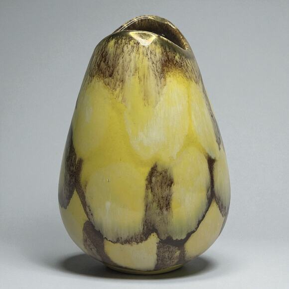 VTG Bay Keramik West Germany 582/12 Yellow Brown Drip Glaze Vase 5" - Picture 11 of 16